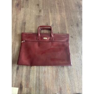 Airway Vintage Burgundy Faux Leather Slim Portfolio Briefcase Document Bag